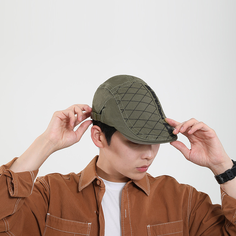 Big Head Forward Cap Vintage Denim Newsboy Cap Duck Tongue Beret Washed Paintman Cap Suitable for Big Face Round Face Cap