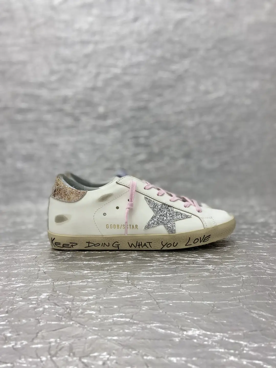 Golden Goose Superstar White Glitter Star