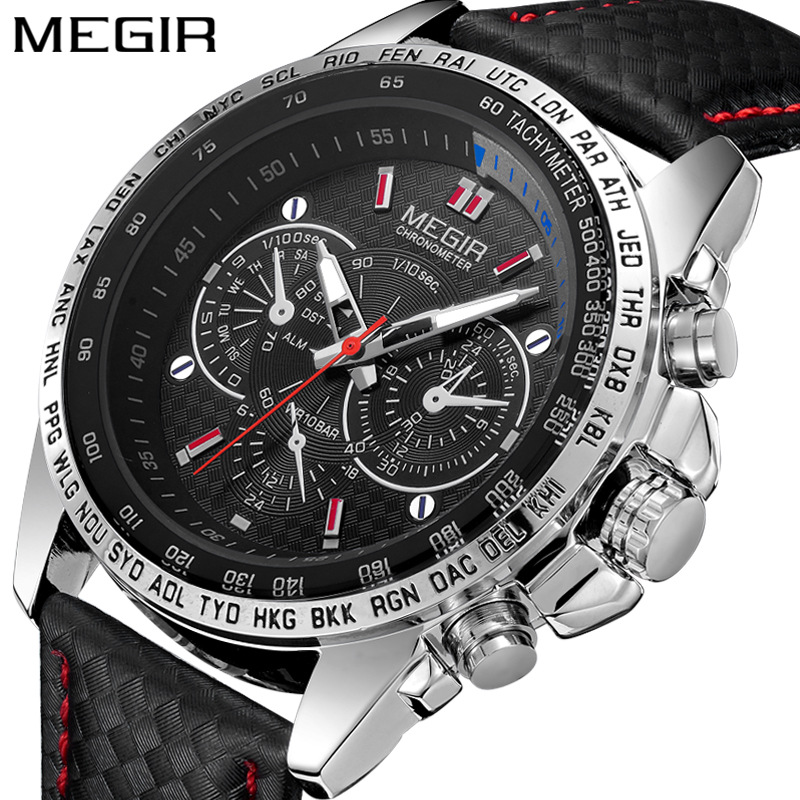 Dropshipping Megir Men's Watch Sports Hot-Selling Watch Fake Three-Eye Luminous Men's Watch 1010g