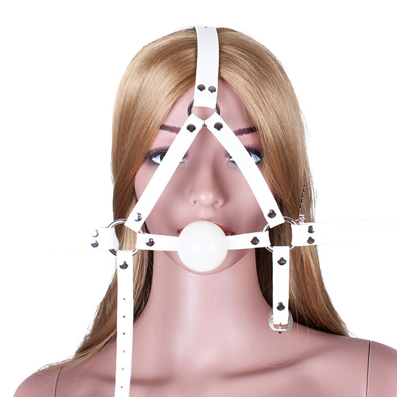 Adult sex toys male and female gag white horse type silicone mouth ball mouth plug soft glue mouth cup mouth