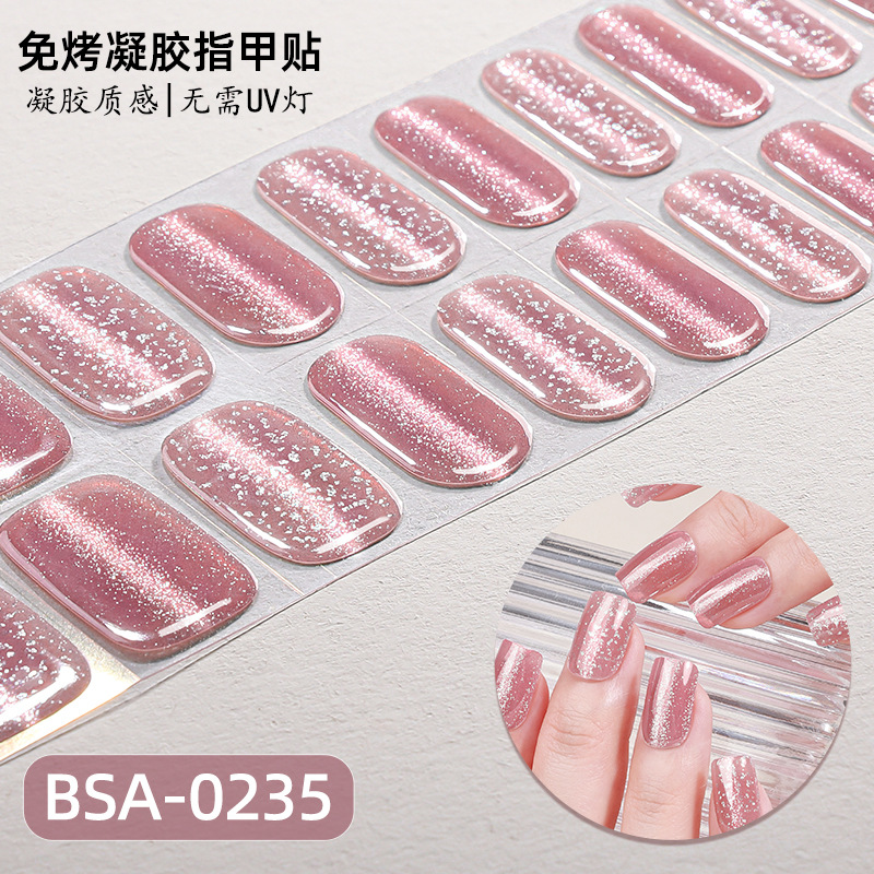 Zhengxiang Factory Customized No-Bake Gel Nail Art Stickers Oem Light-Chasing Cat Eye Super Shiny No-Light No Uv Nail Stickers