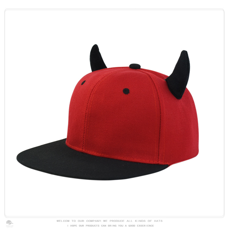 Cross-Border Hat Men's Horn Flat-Brim Baseball Cap Spring and Autumn Korean Fashion Trendy Hip-Hop Sunshade Sunscreen Peaked Cap