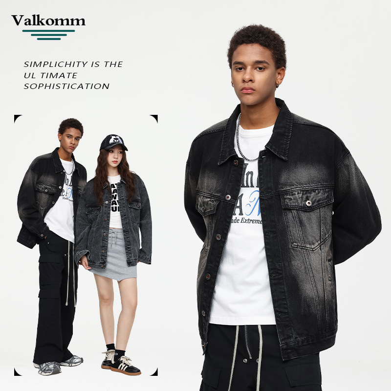 Laikemian Men's American Retro Work Jacket Autumn New Vintage Loose Casual Versatile Denim Jacket for Men