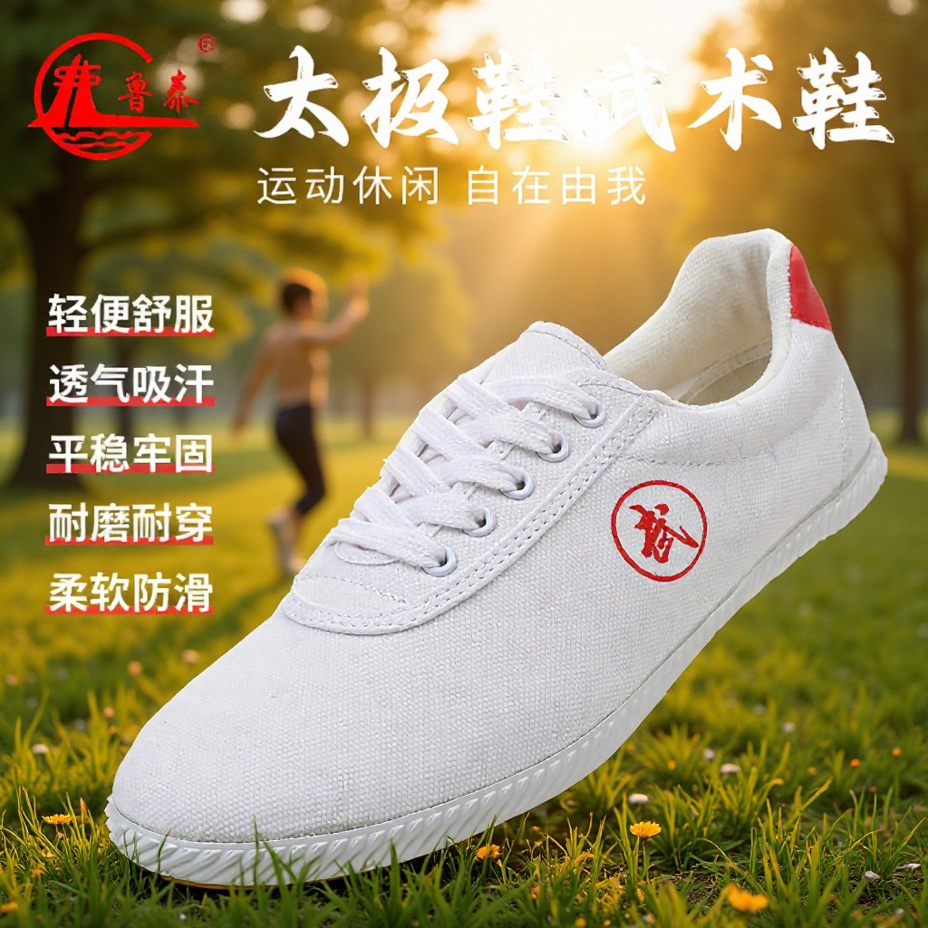 Martial Arts Shoes, School Track and Field Physical Examination Training Sports Shoes, Wear-Resistant Soft-Soled Tai Chi Shoes, Breathable Canvas Shoes, Flat-Soled Shoes
