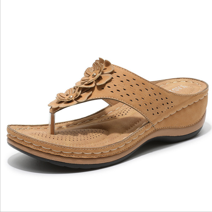 Outside Code Cross-border Summer Flip-flops Flower Platform Slippers plus size Casual Women's Rubber Sandals Flip-flops
