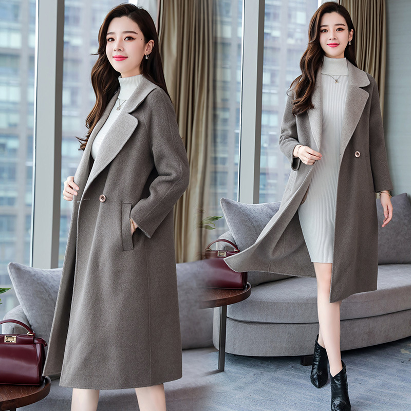 Autumn and Winter 2025 Woolen Woolen Outwear for Women Mid-Length Two-Color Classy Elegant Slim Double-Sided Cashmere Outwear