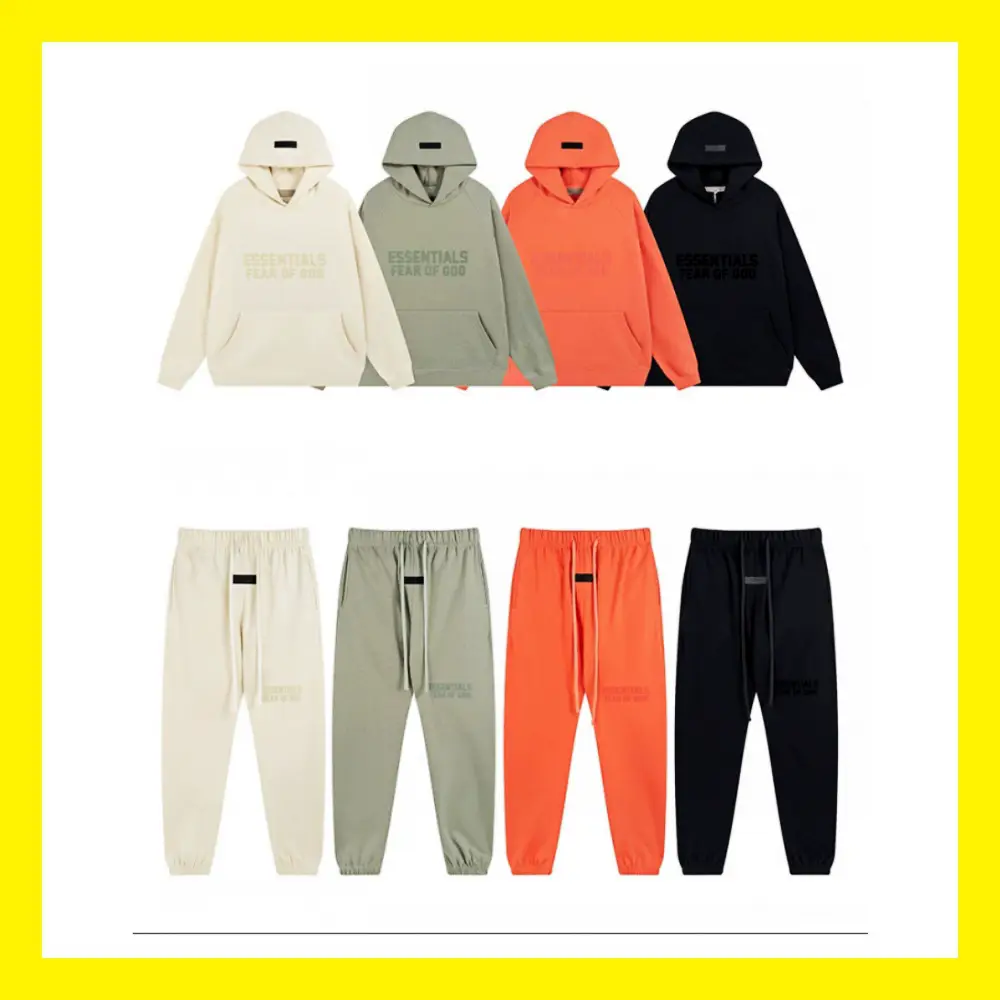 Fog Flocking Essentials Eighth Season Multi-Line High Street Loose Printed Couple Fleece-Lined Hooded Sweatshirt Jacket
