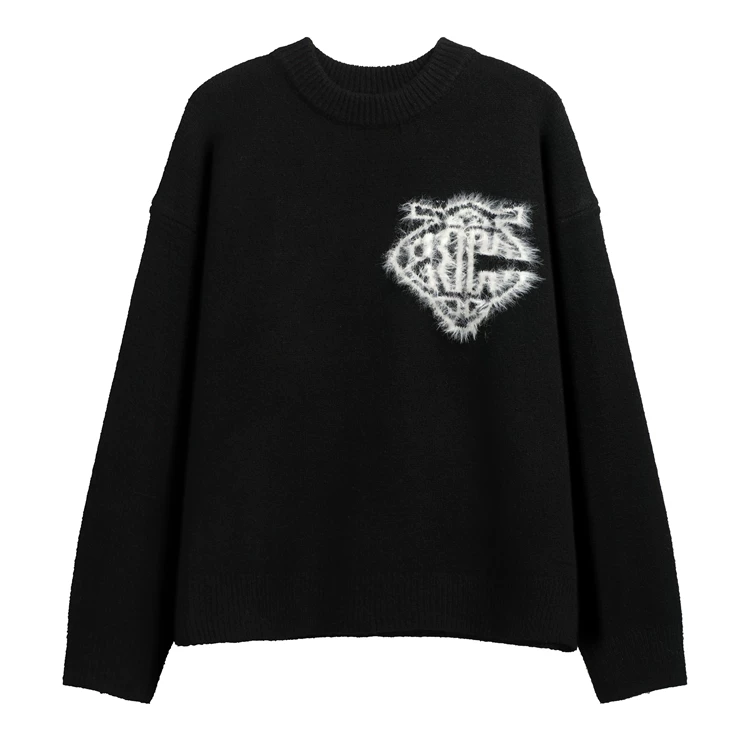 Jacquard round neck sweater T8901