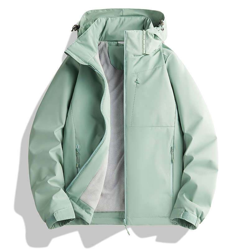 Autumn and Winter New Outdoor Couple One-piece Velvet Rush Clothes Men's Trenchcoat fleece-lined Windproof Rush Clothes Women's Mountaineering Jacket