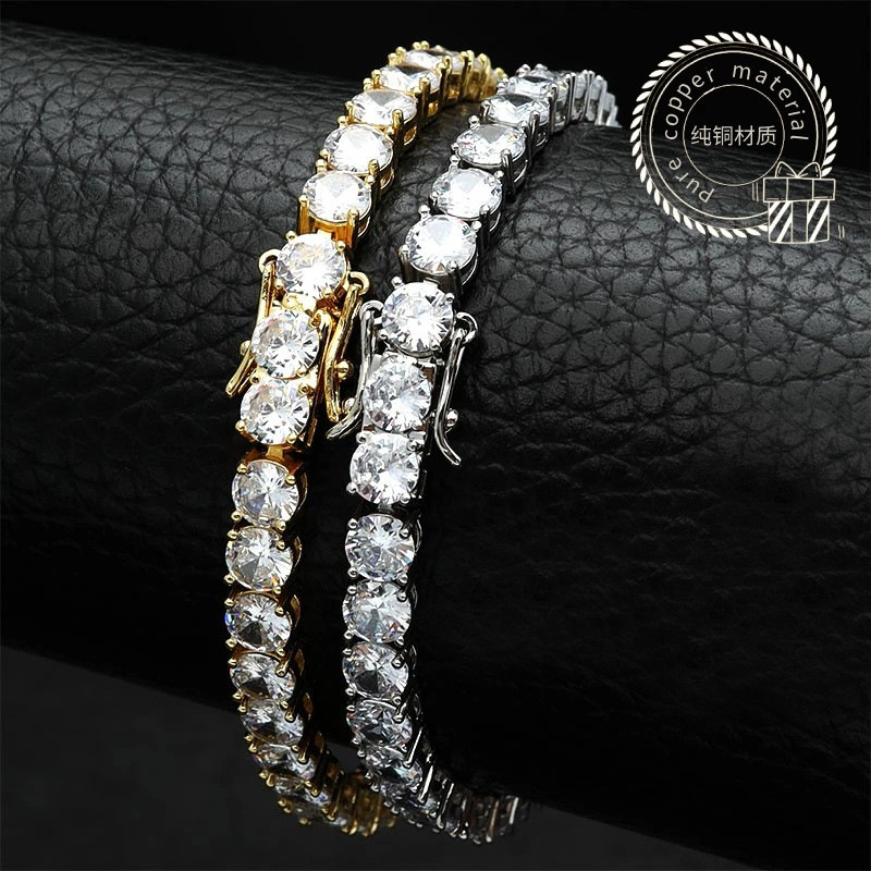 Cross-Border Fashion High-End Tennis Bracelet Tennis Chain 3mm 4mm 5mm Full Diamond Zirconia Bracelet