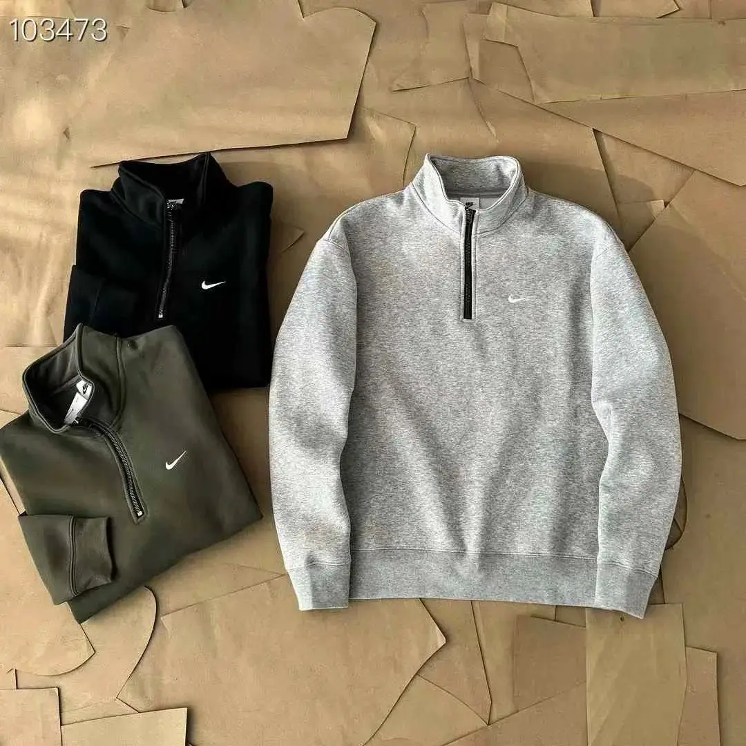 Stand up collar hoodie for men, new autumn and winter styles, sports and leisure, half zipper and velvet warm pullover, pants