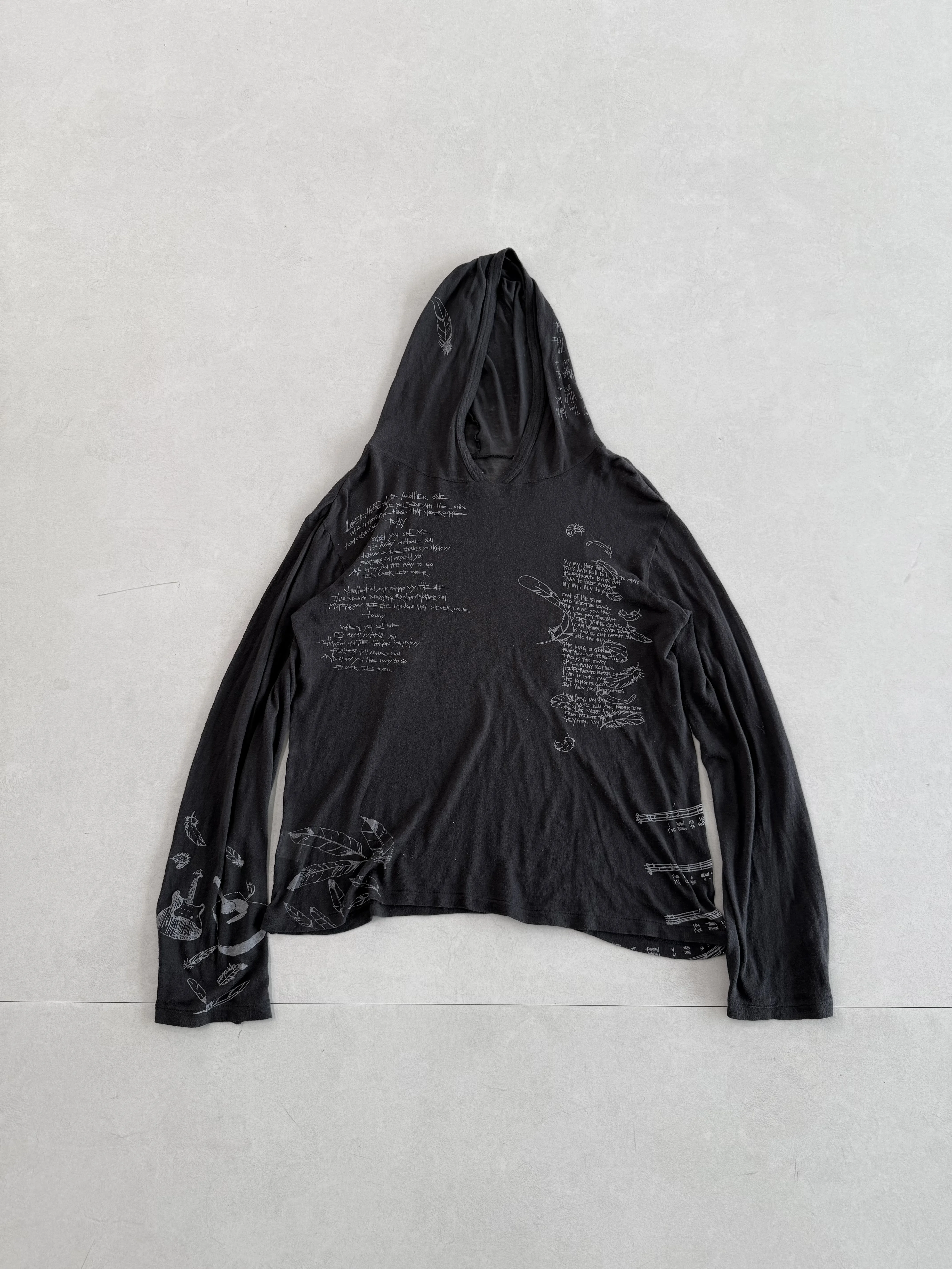 Number (N)Ine 08Ss Miyashita Kiyotaka Birds Feather Print Hooded Long Sleeve Archive