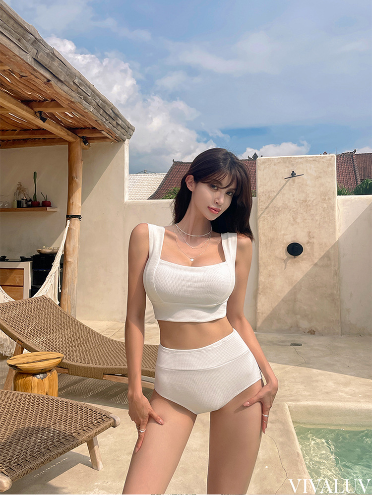 Special offer] solid color pure wind swimsuit women split triangle high waist ins Dongdaemun hot spring holiday wholesale swimsuit