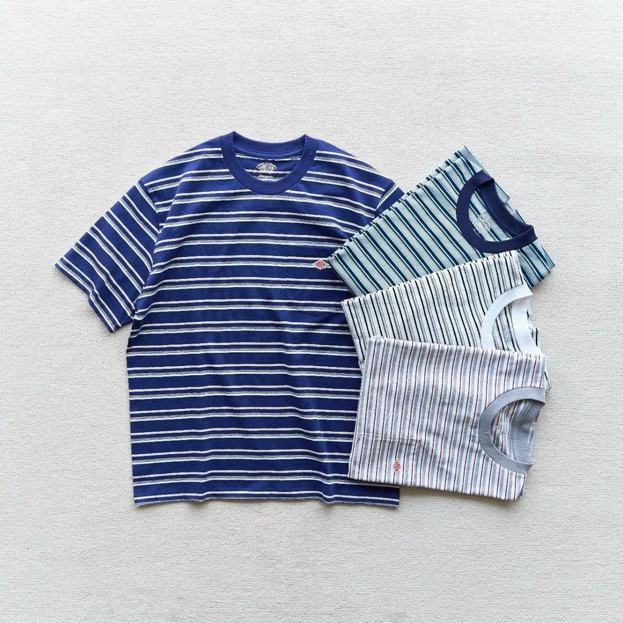 DANTON SHORT SLEEVE POCKET日系短袖条纹口袋T恤