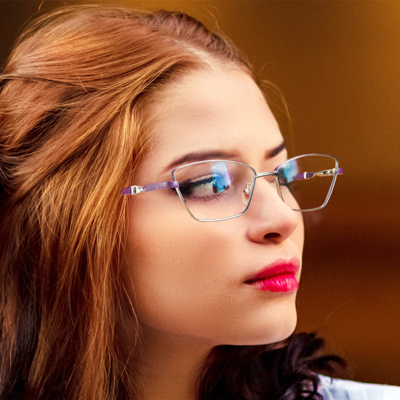 Cross-border Double Color Computer Glasses Nordic High-end Frame Glasses Women's Small Box Cat's Eye Flat Glasses 3012