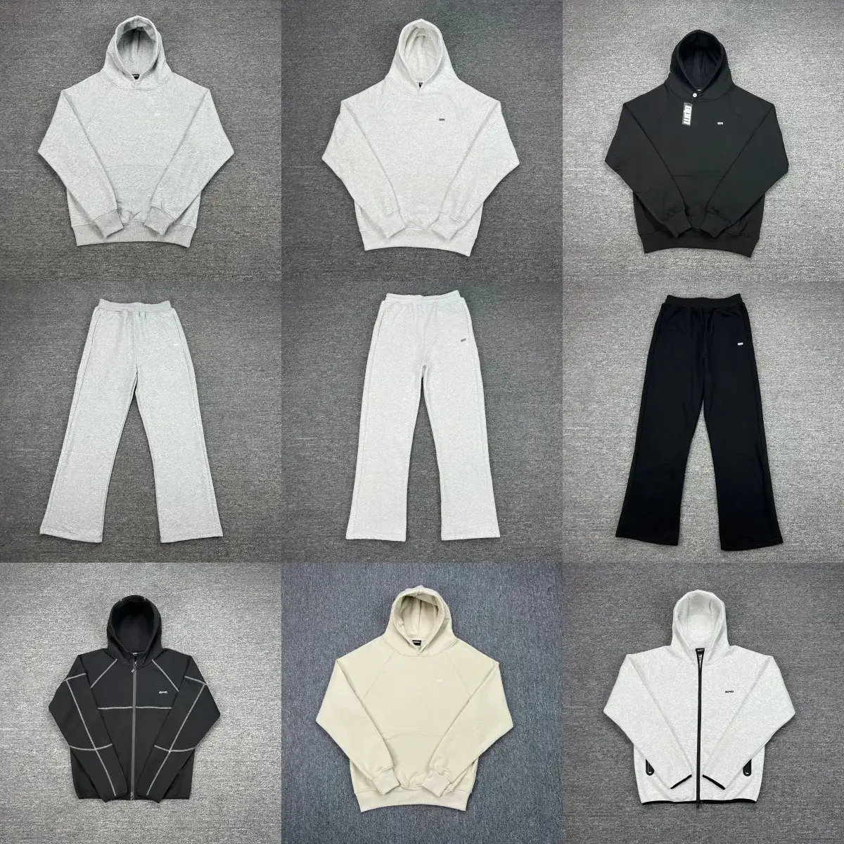6Pm Small Logo Embroidery Simple Versatile Sports Casual Suit Autumn and Winter Fleece-Lined Hooded Sweatshirt Loose Straight Pants