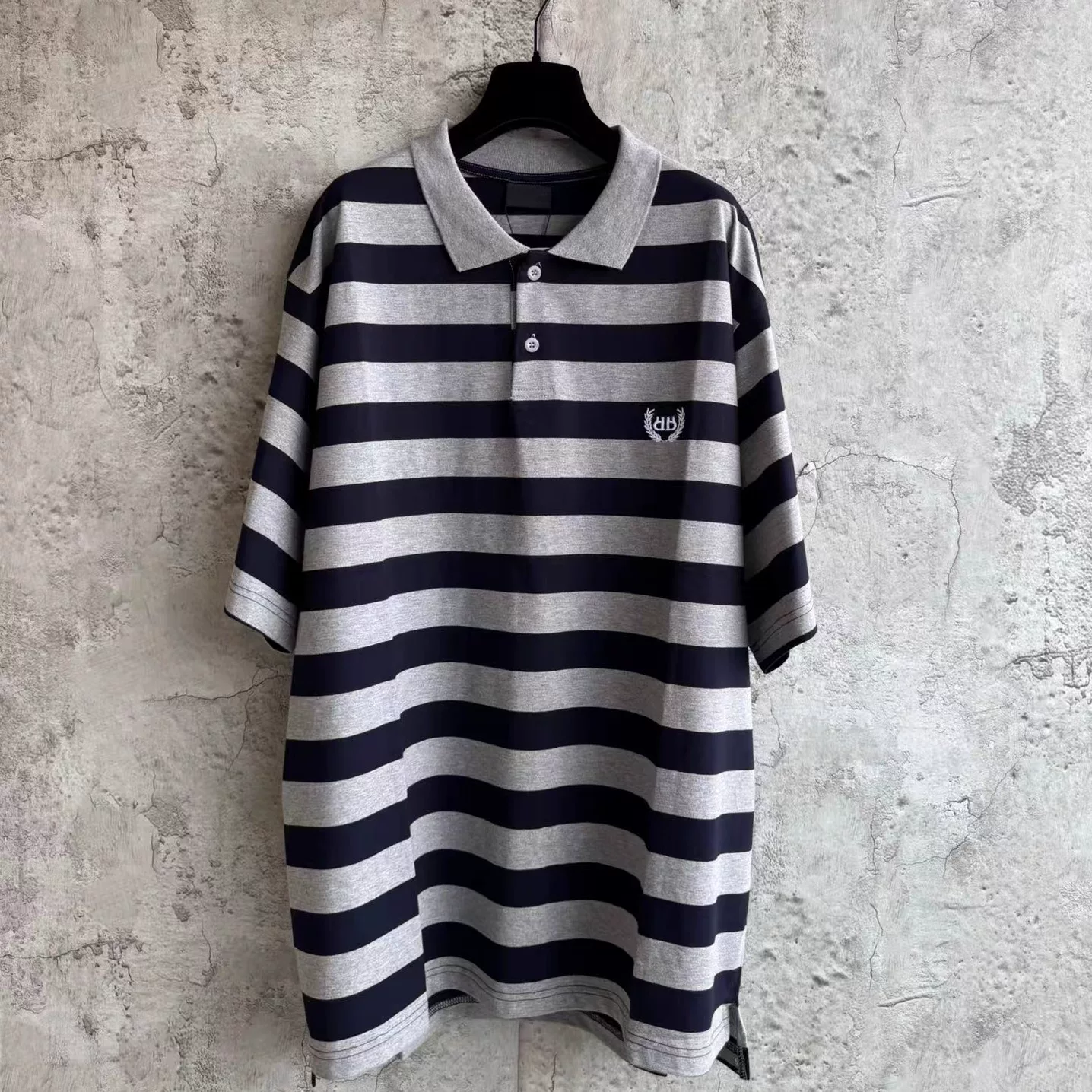 25ss Parisian style retro trend brand wheat ear lapel striped polo shirt short sleeved couple loose half sleeved t-shirt for men