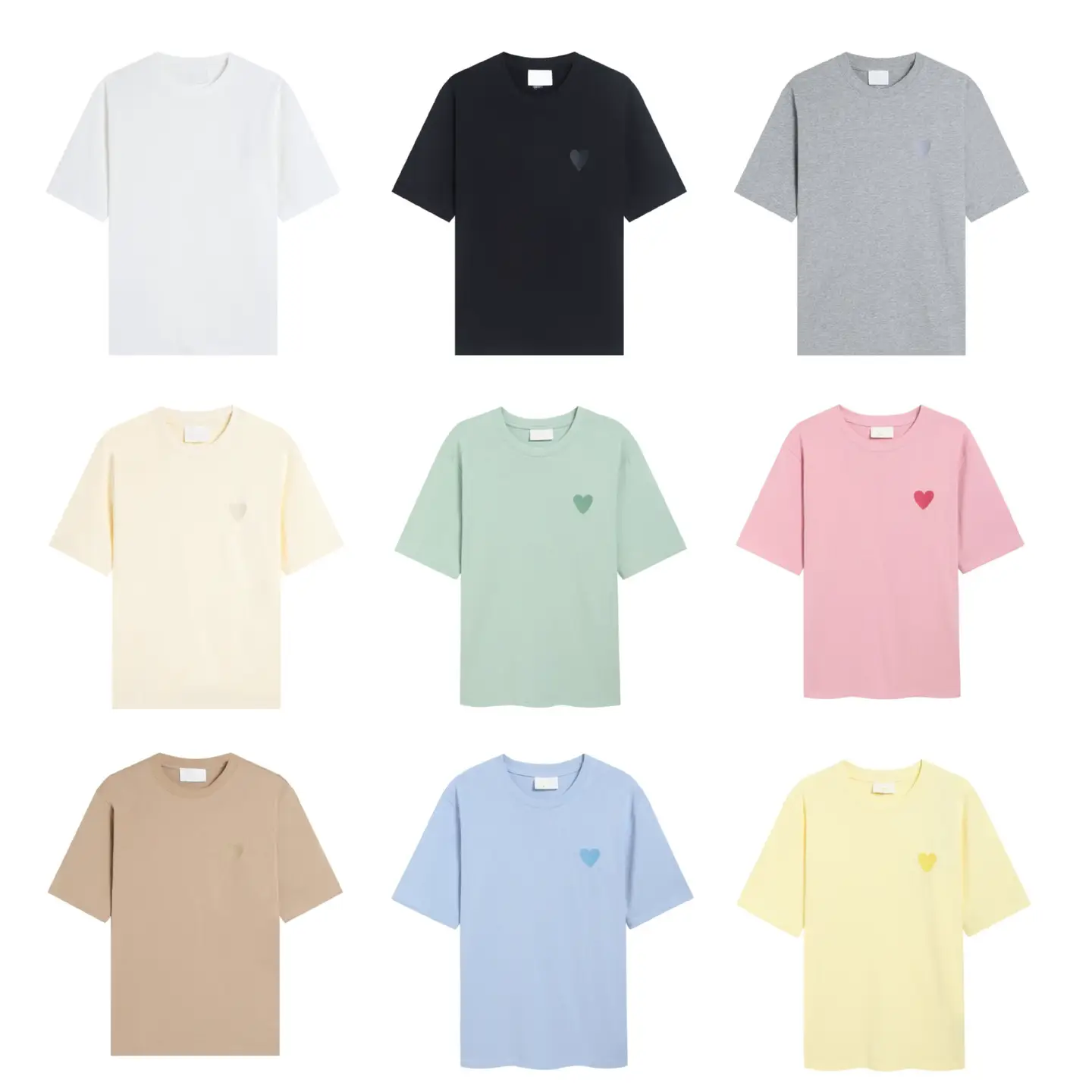 Spring and summer 2024 new candy Macaron ice cream color love embroidery short sleeve for men and women with a generation of hair