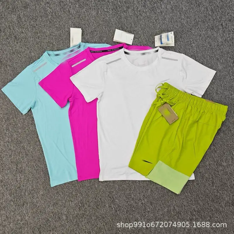 New Trendy Training Running Fitness Short-Sleeved Suit Sports Shorts Elastic Quick-Drying Breathable Foreign Trade Thin Men