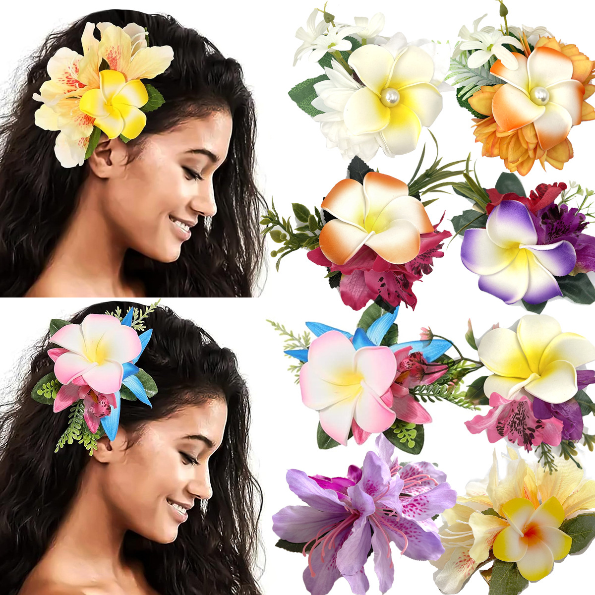 Hawaiian Plumeria Hairpin Dai Festival Hairpin Pearl Side Clip Women's Beach Vacation Photo Hair Accessories