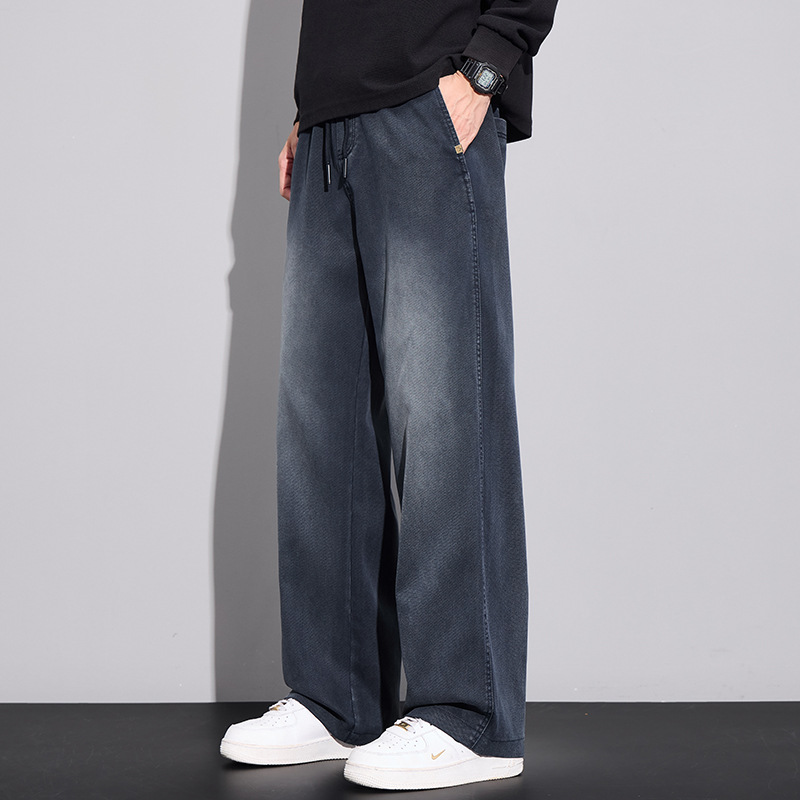 2026 Summer Thin Tencel Jeans for Men, American Trendy Brand, High Street Style, Loose Straight Fit, Drapey Long Pants for Men