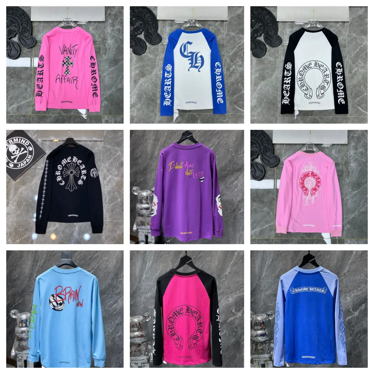 Cross-Border Trendy Brand Chrome Hearts Popular Long-Sleeve T-Shirt, Pure Cotton, Unisex, Loose Fit, In-Stock Wholesale