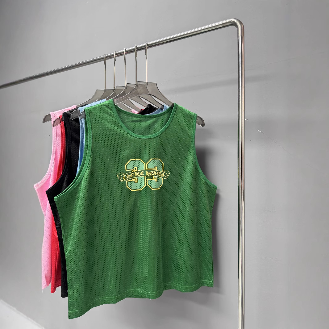 Ch25Ss New Summer Style Crow Sanskrit Mesh Cloth Round Neck Sports Sleeveless Ice Hockey Uniform Shorts for Men and Women