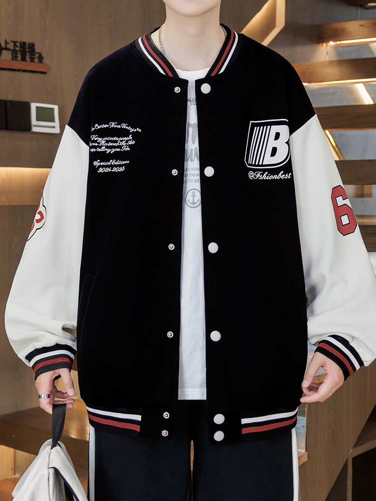 Spring and Autumn Youth Baseball Jacket for Boys, High School and Middle School Students, Trendy Brand Loose Jacket, Big Boys' Outerwear