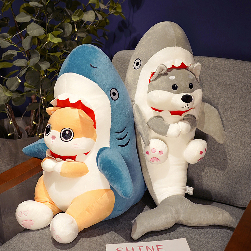 TikTok Online Popular Cute Shark Cat Doll Plush Toy Pillow Shark Dog Doll for Male and Female Friends Funny Gift