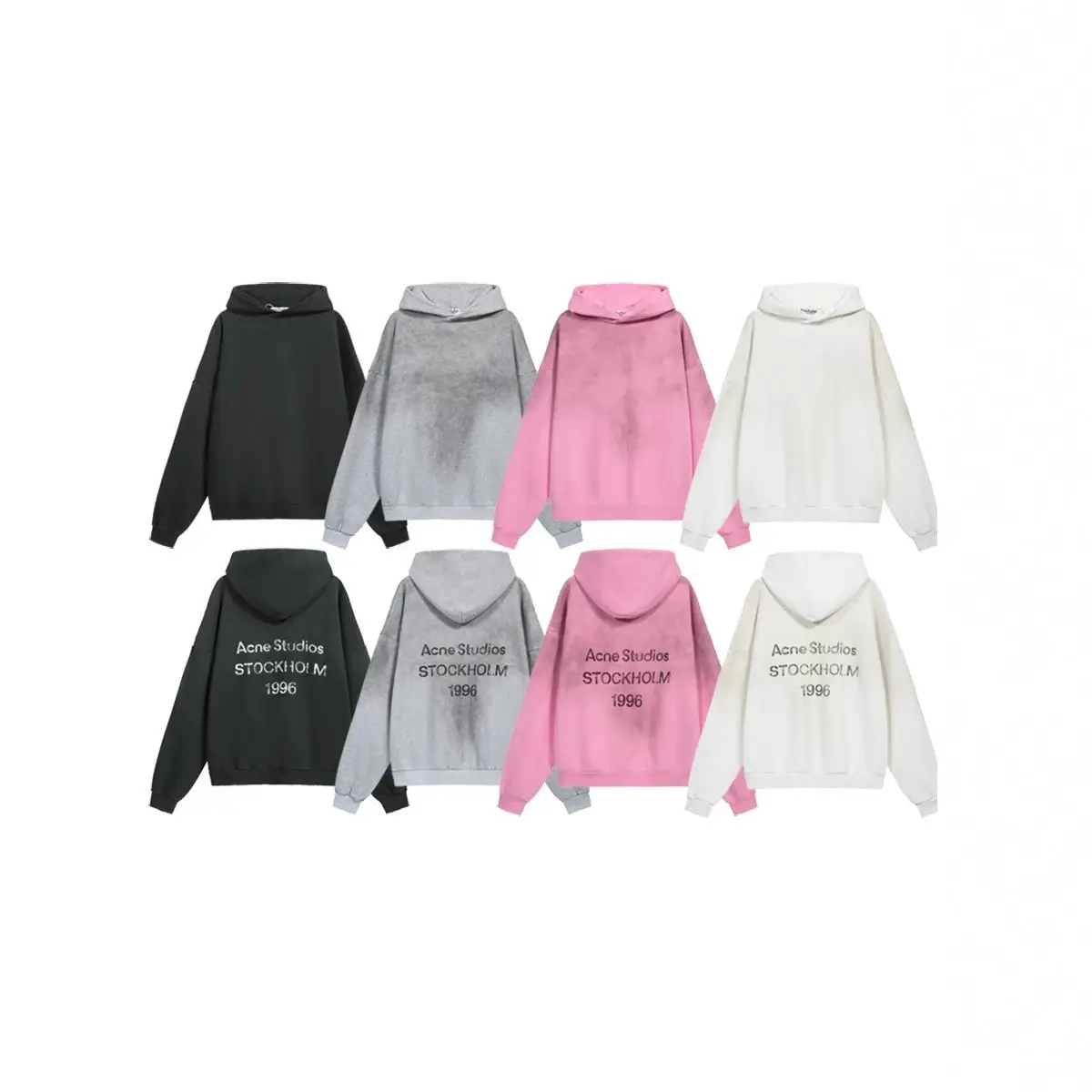 Trendy 1996 letter washed distressed hoodie, high street American couple loose cross-border hoodie