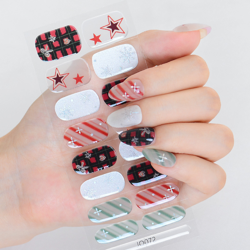 Christmas Gel Manicure Stickers Cross-Border Manufacturers Spot New Lighting Hardening Millennium Semi-Cured Manicure Patches