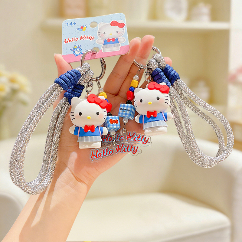 Authentic Sanrio Family Keychain Pendant Hello-Kitty Campus Life Hand Strap Buckle Bag Keychain