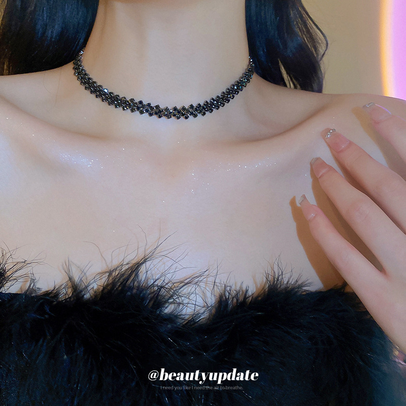European and American Full Diamond Stitching Necklace choker Collar Internet Celebrity Personality Trend Necklace Fashion Niche Design Sense Necklace