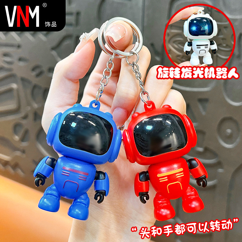 Cartoon decompression robot spaceman keychain couple schoolbag pendant car key chain creative gifts wholesale