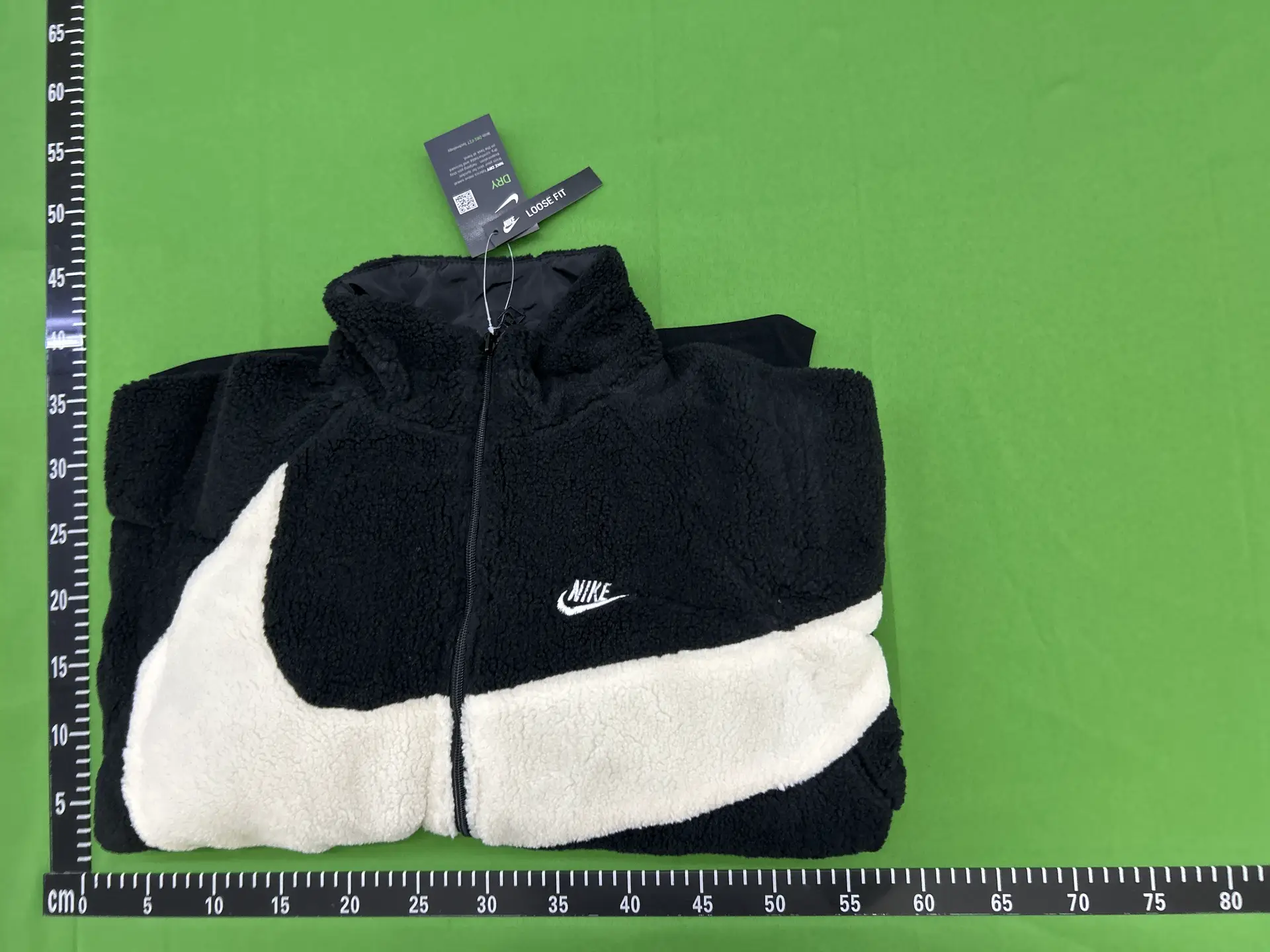 Nike Black White Swoosh Sherpa Fleece Jacket
