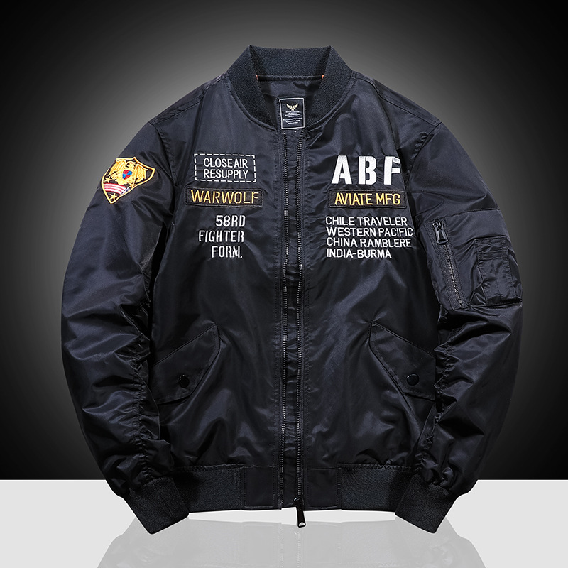 [Plus cotton/thin] work jacket New Air Force ma1 aviator jacket men's embroidered baseball uniform large size coat