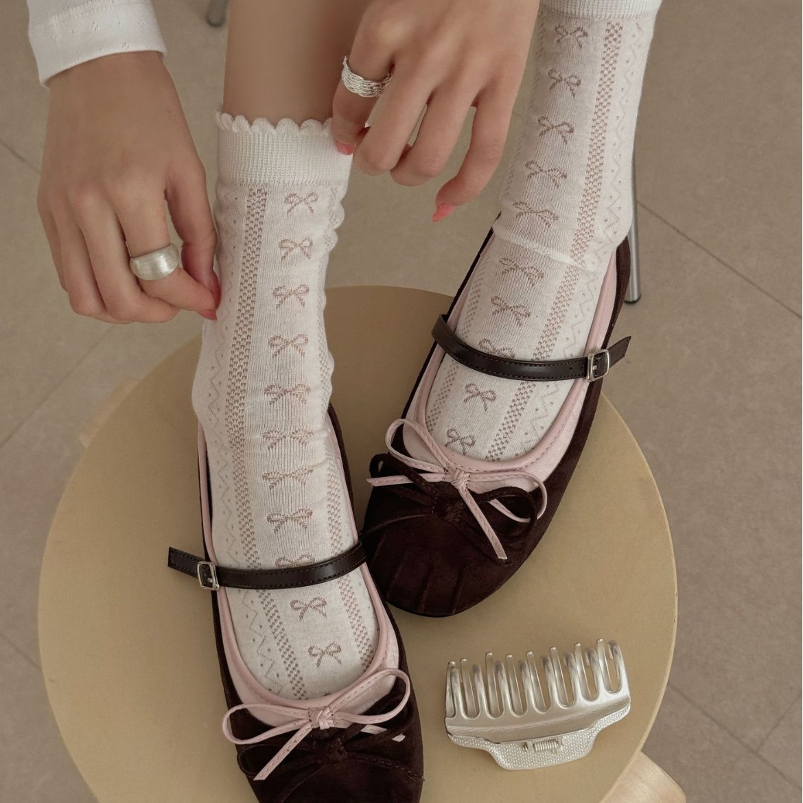 Japanese-Style White Seamless Lace Heart-Patterned Women's Mid-Calf Socks, Cotton Slouch Socks, Ballet-Style Japanese Cute Socks