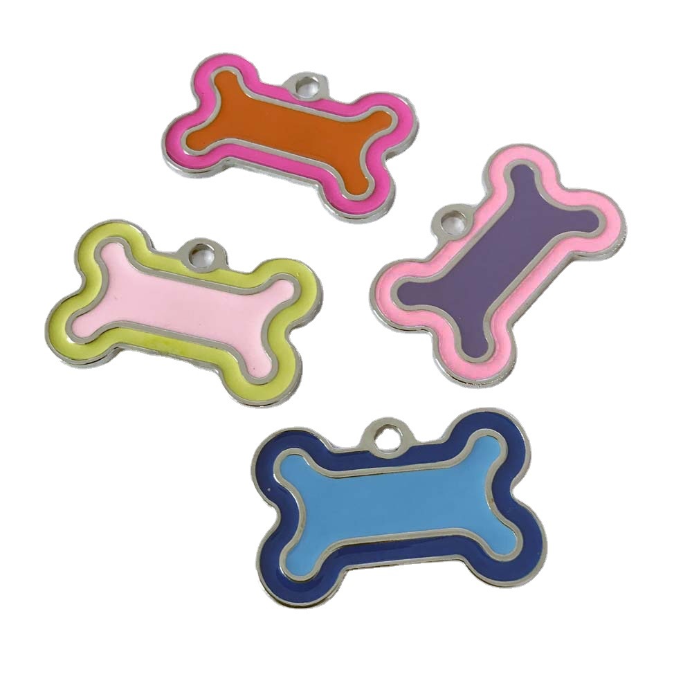 Two-color Bone Metal Pet Identity Card Zinc Alloy Dog Tags Drop Oil Pet Collar Jewelry Engraving Anti-losing Tags