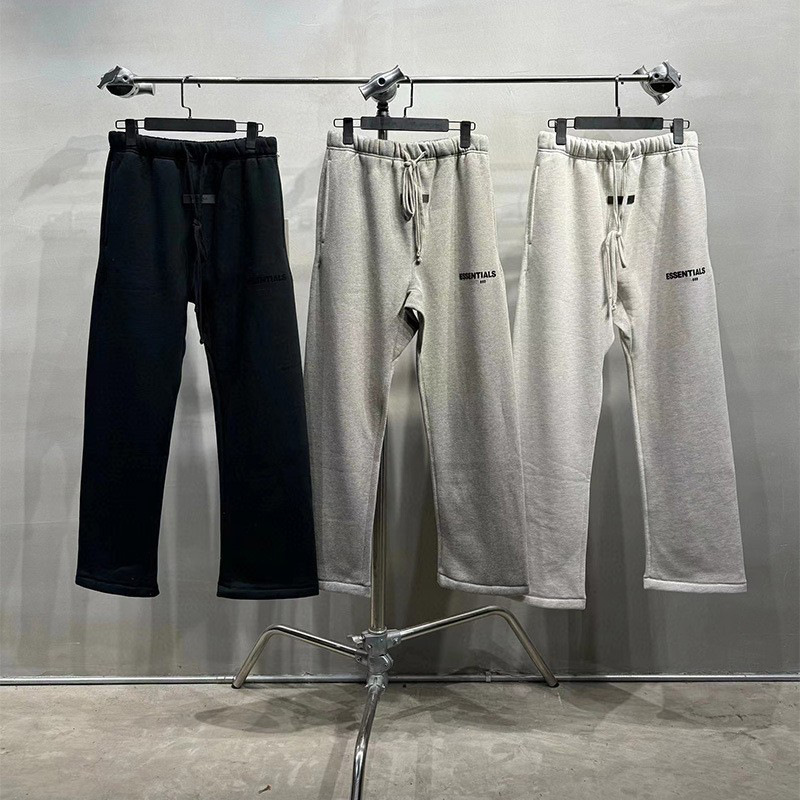 ESSENTIALS Season 8 FOG Flocking Letters High Street Loose Casual Straight fleece-lined Warm Pants Sweatpants