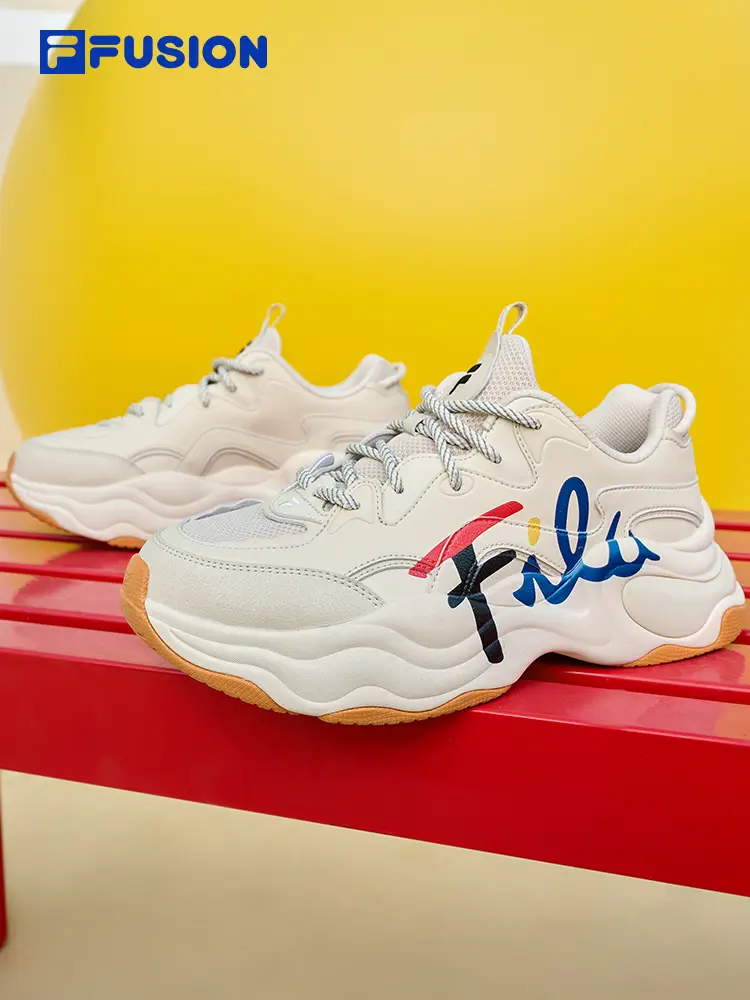 Fila Fusion Women's Shoes Thick Sole Bubble Dad Shoes Women's Spring Casual Shoes Heightening Sports Shoes