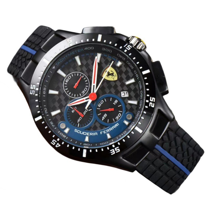Six-pin Full-function Chronograph Rubber Belt Men's Farah Brand Casual Running Seconds Chronograph Watch Foreign Trade Explosions