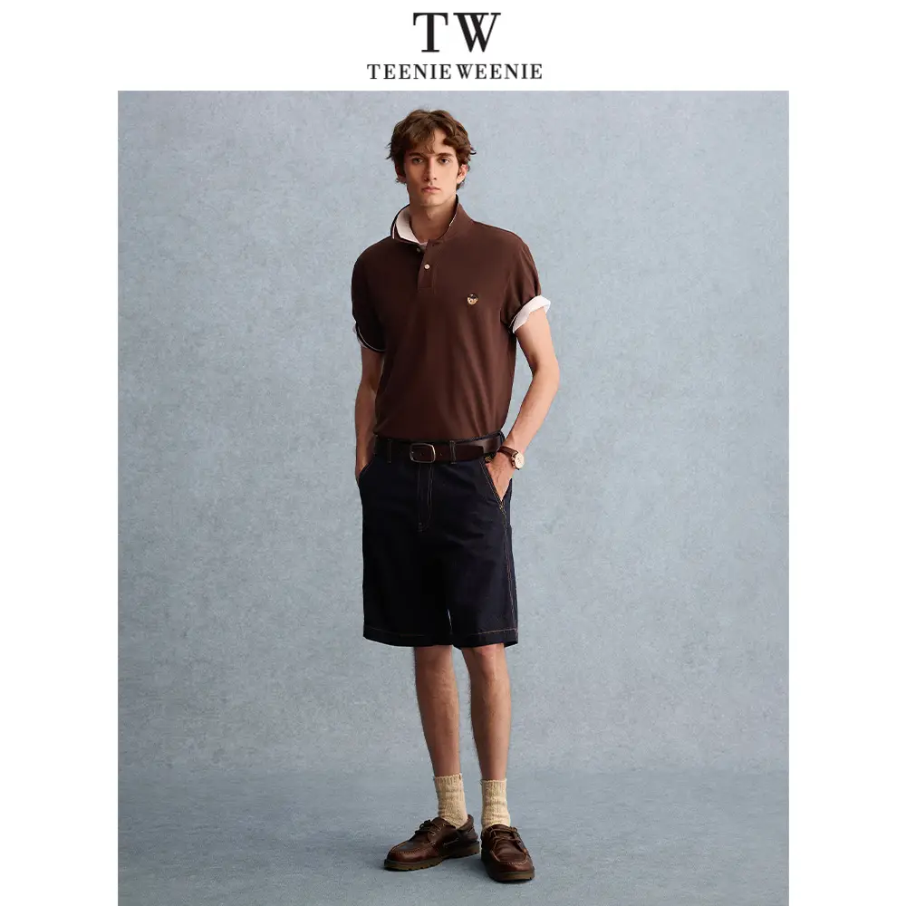 Teenieweeniemen Bear Men's Clothing Casual Embroider Work Clothing Texture Cool Polo Shirt Lapel T-shirt Men