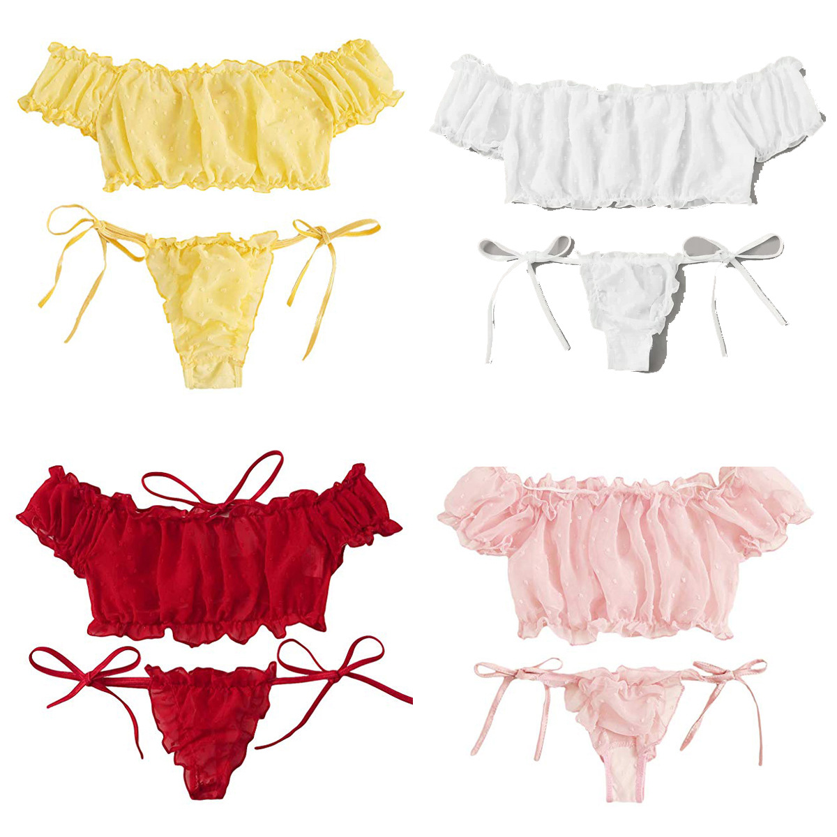 New Style Bra Set Lace Sexy Foreign Trade European and American Sexy Underwear Women's Split Bikini Sexy Underwear Set