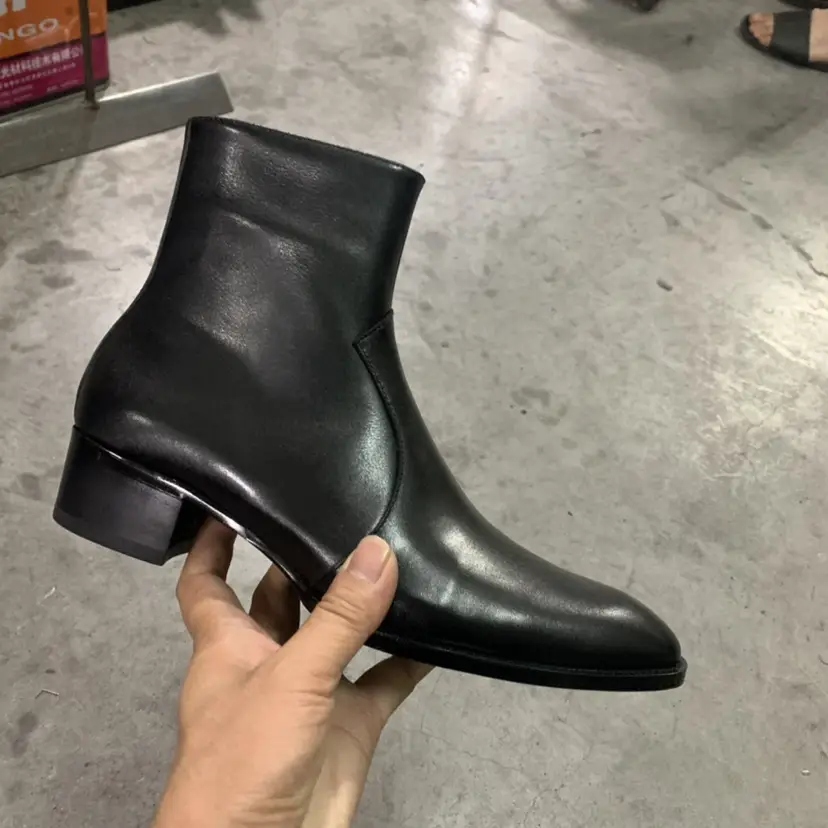 2025 New Chelsea Boots Men's Autumn and Winter Japanese and Korean Casual Design Fashion Trendy First Layer Cowhide Square Toe Martin Boots