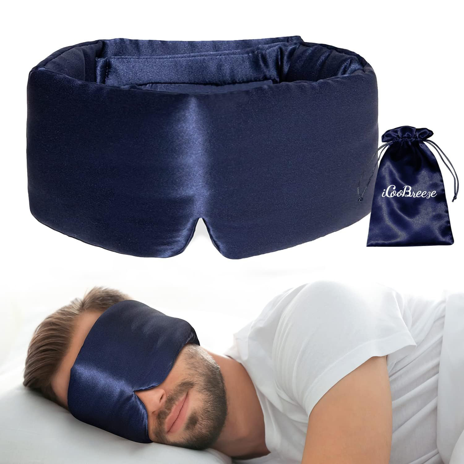 Customized Imitation Silk Sleep Mask, Light-Blocking and Non-Pressing on the Eyes, Integrated Eye and Ear Covers, Non-Ear-Pulling Headband-Style Eye Mask