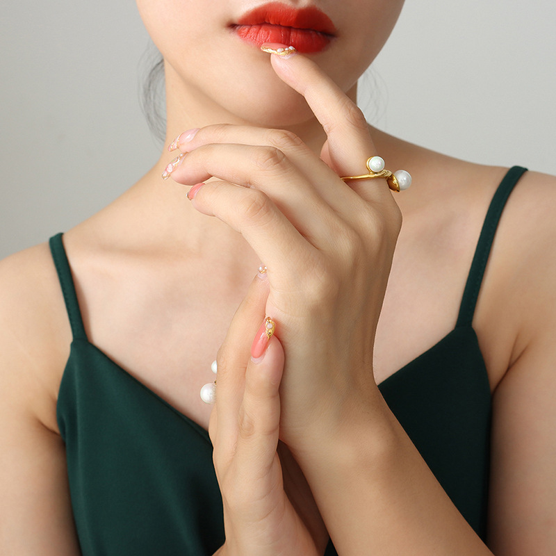French Colorful Glass Beads Unique Ring Column Twist Internet Celebrant Hot Selling Same Style Niche Female Ring Jewelry for Girls