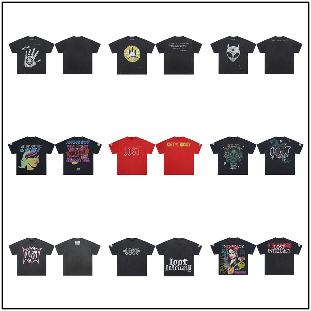 European and American Trendy Brand Hot Diamond Letters Summer Graffiti Print High Street Trendy Casual Pure Cotton Short-Sleeved T-Shirt Ins