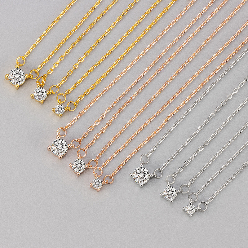 European and American Cross-border Single Diamond Necklace Light Luxury Niche 2024 New Trendy Women's Design Sense Simple Clavicle Chain High-end Matching