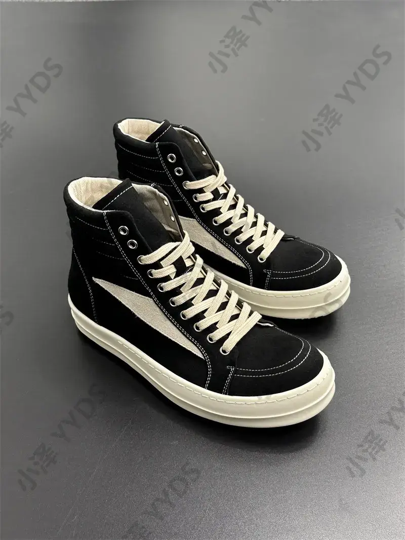 Fali Rick Ro Infringing Model Side-Striped Canvas Black and White Owens High Street High-Top Shoes