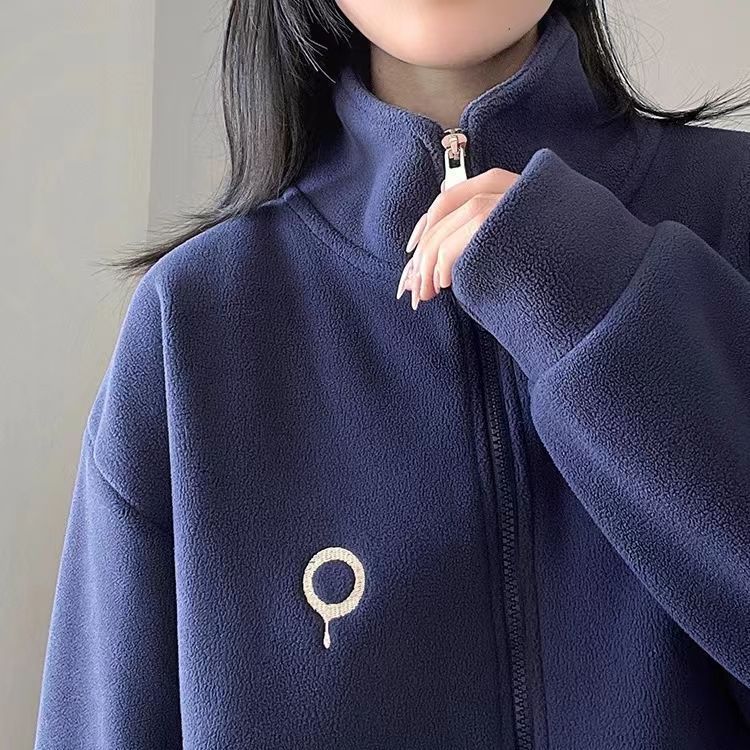 Milk Huhu Fleece Coat Women's Autumn and Winter New Loose Lamb Wool Sweatshirt Women's Vertical Collar Small Top